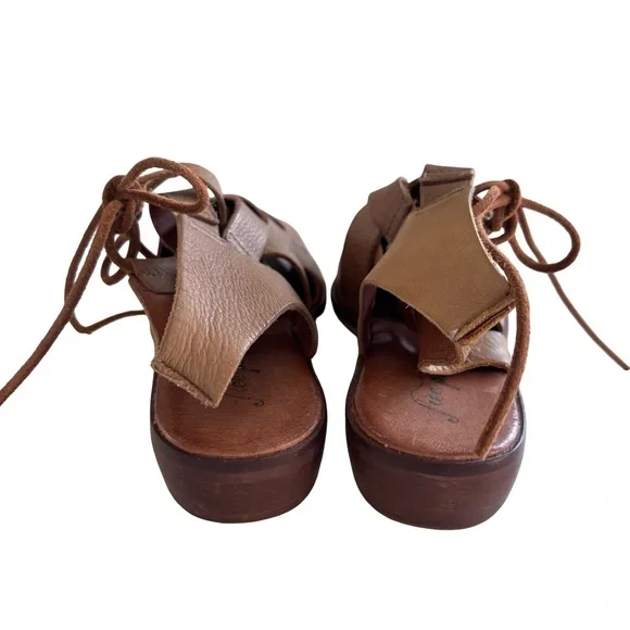 Free People Destino Leather Tan Woven Sz 39